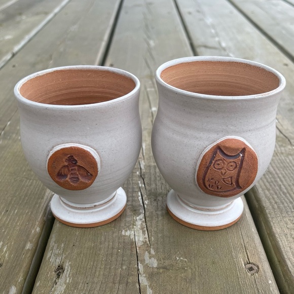 Set of 2 Michael Stanley PEI Prince Edward Island Red Clay Pottery Wine Goblets - Picture 2 of 14